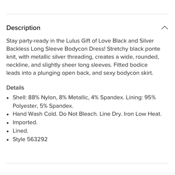 Lulus Gift of Love Black and Silver Backless Long Sleeve Bodycon Mini Dress - Picture 10 of 10